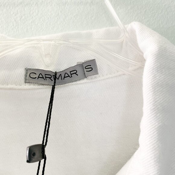 ☀️ NEW LF CARMAR White Crop Jean Jacket Distress Small Casual Boho Cute Grunge - Picture 6 of 7